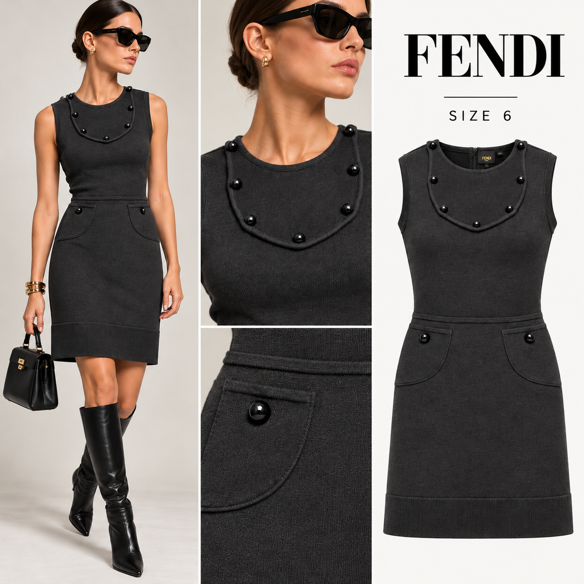 Fendi Sleeveless Wool Dress