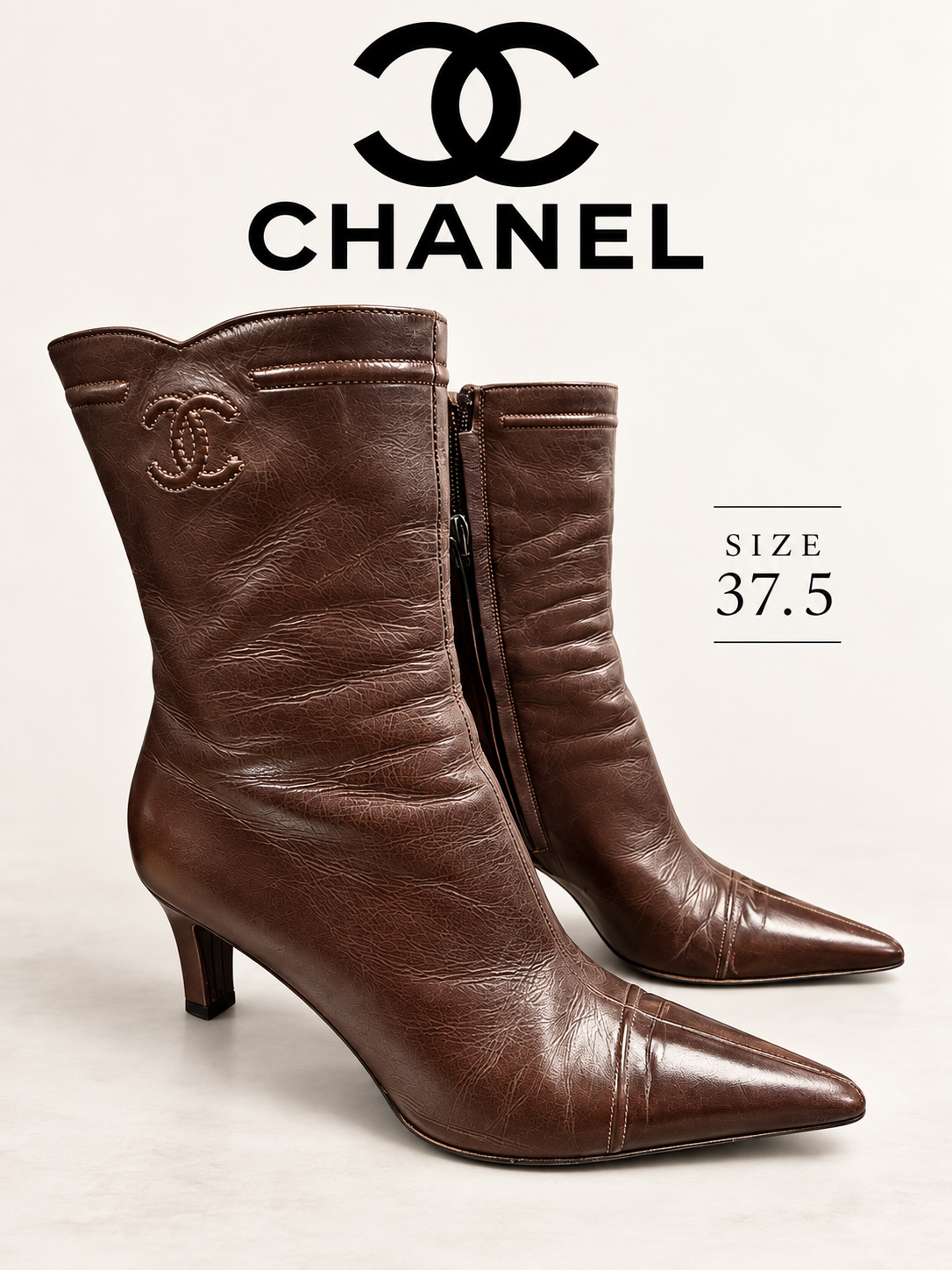 Chanel Chocolate Leather Boots