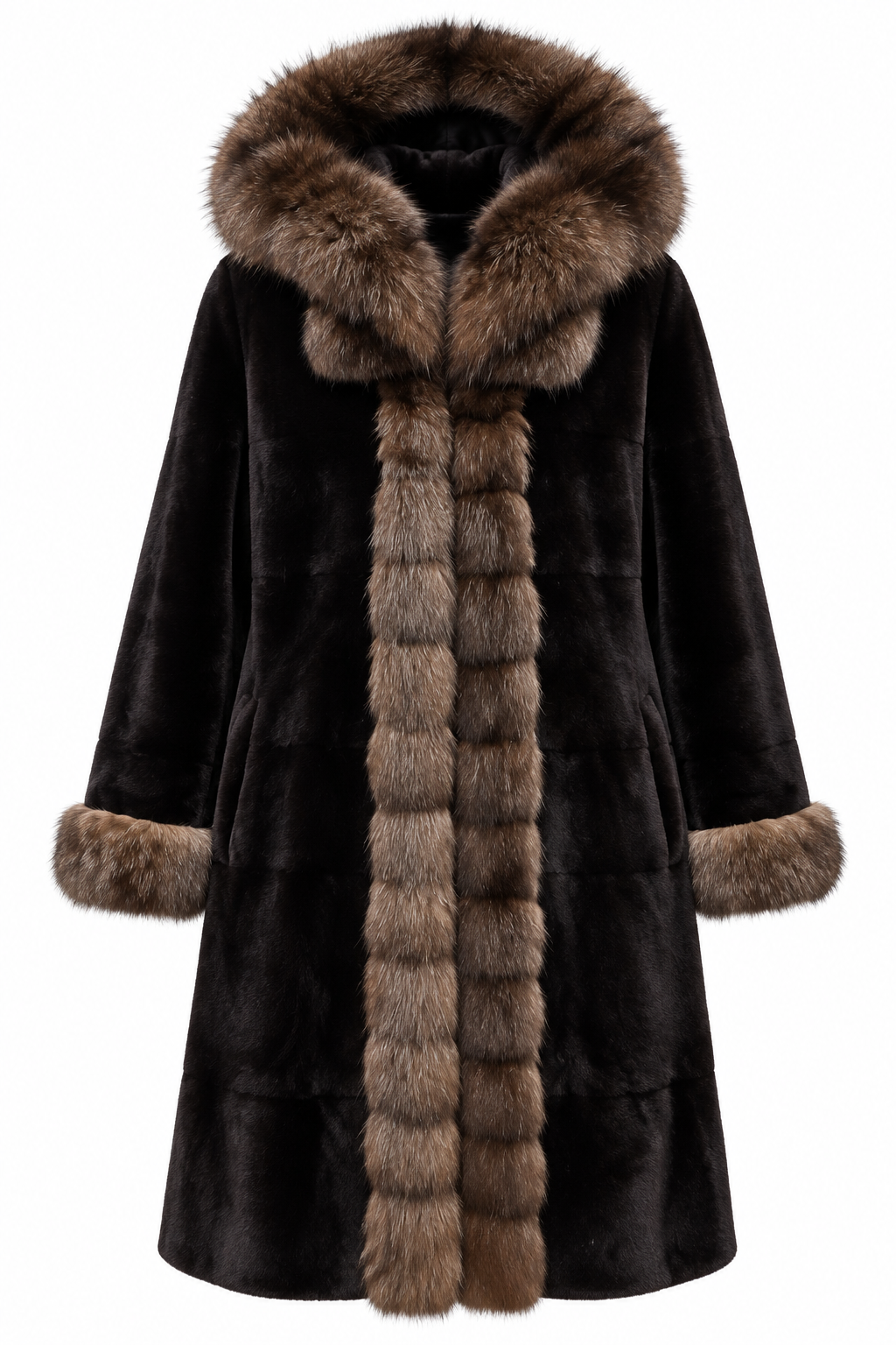 Luxury Reversible Fur Coat with Genuine Russian SOBOL Sable Trim