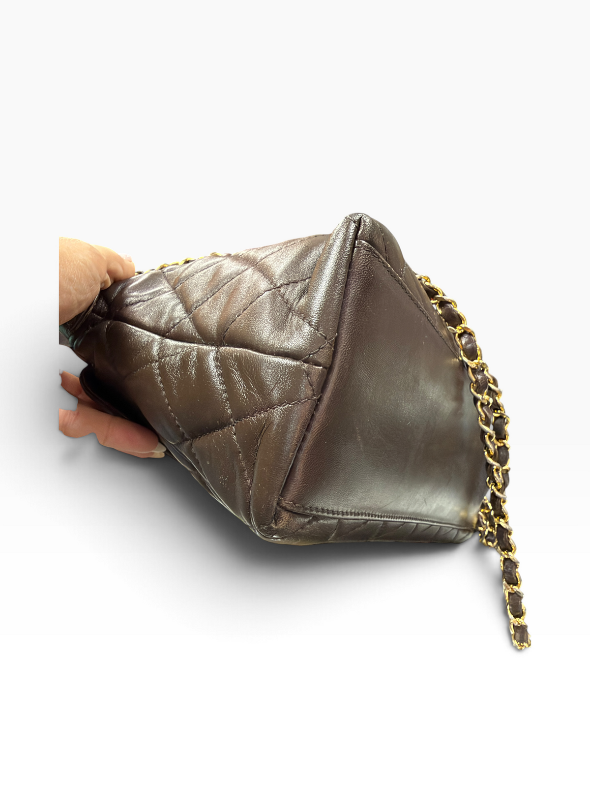 Chanel brown leather shoulder bag