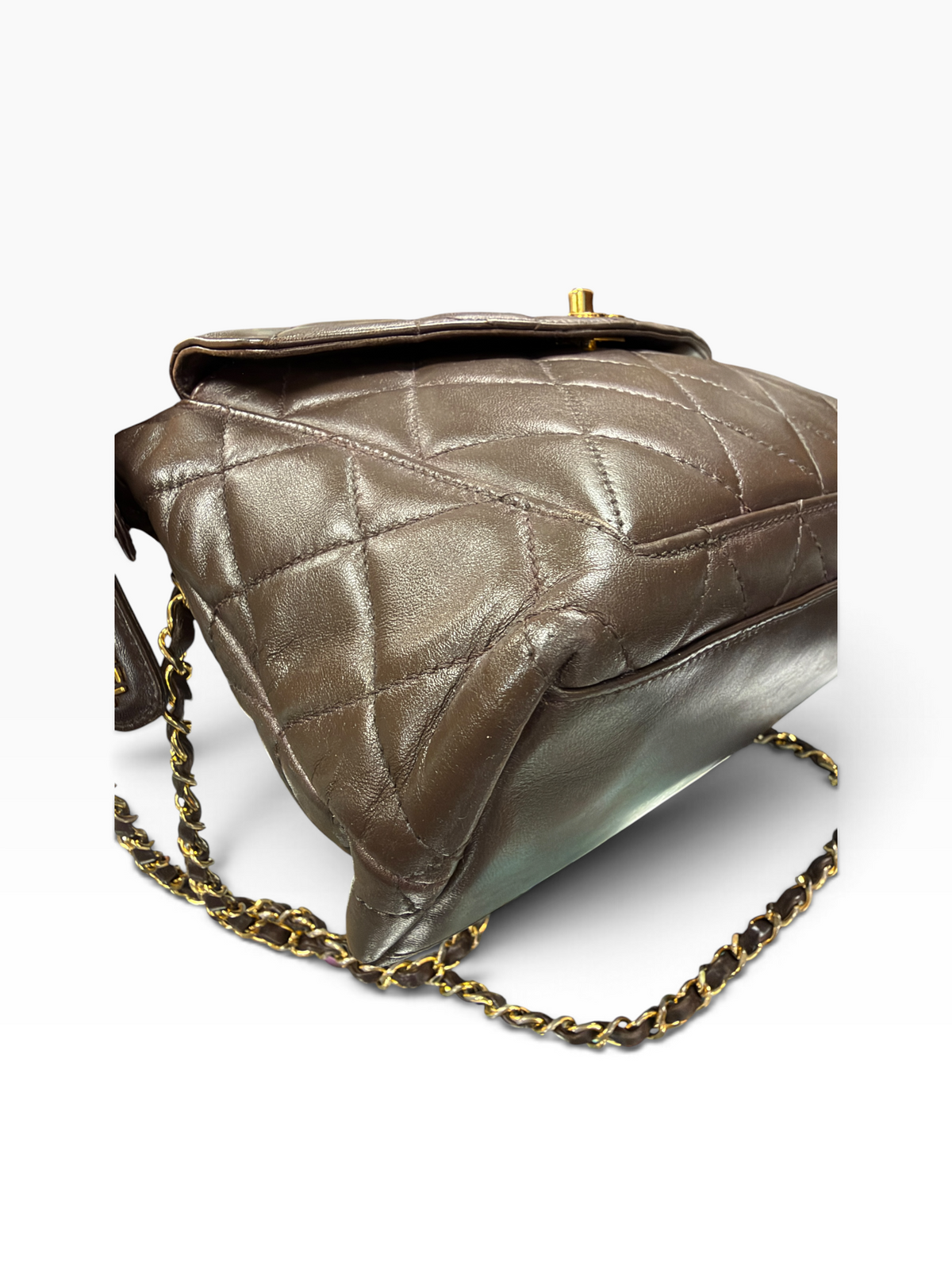 Chanel brown leather shoulder bag