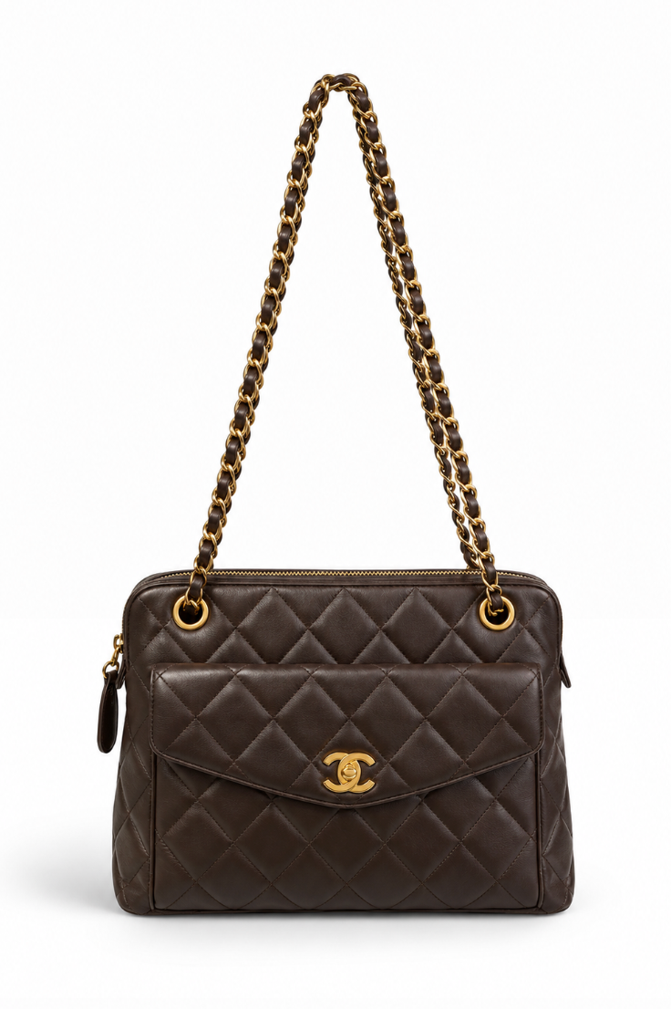 Chanel brown leather shoulder bag