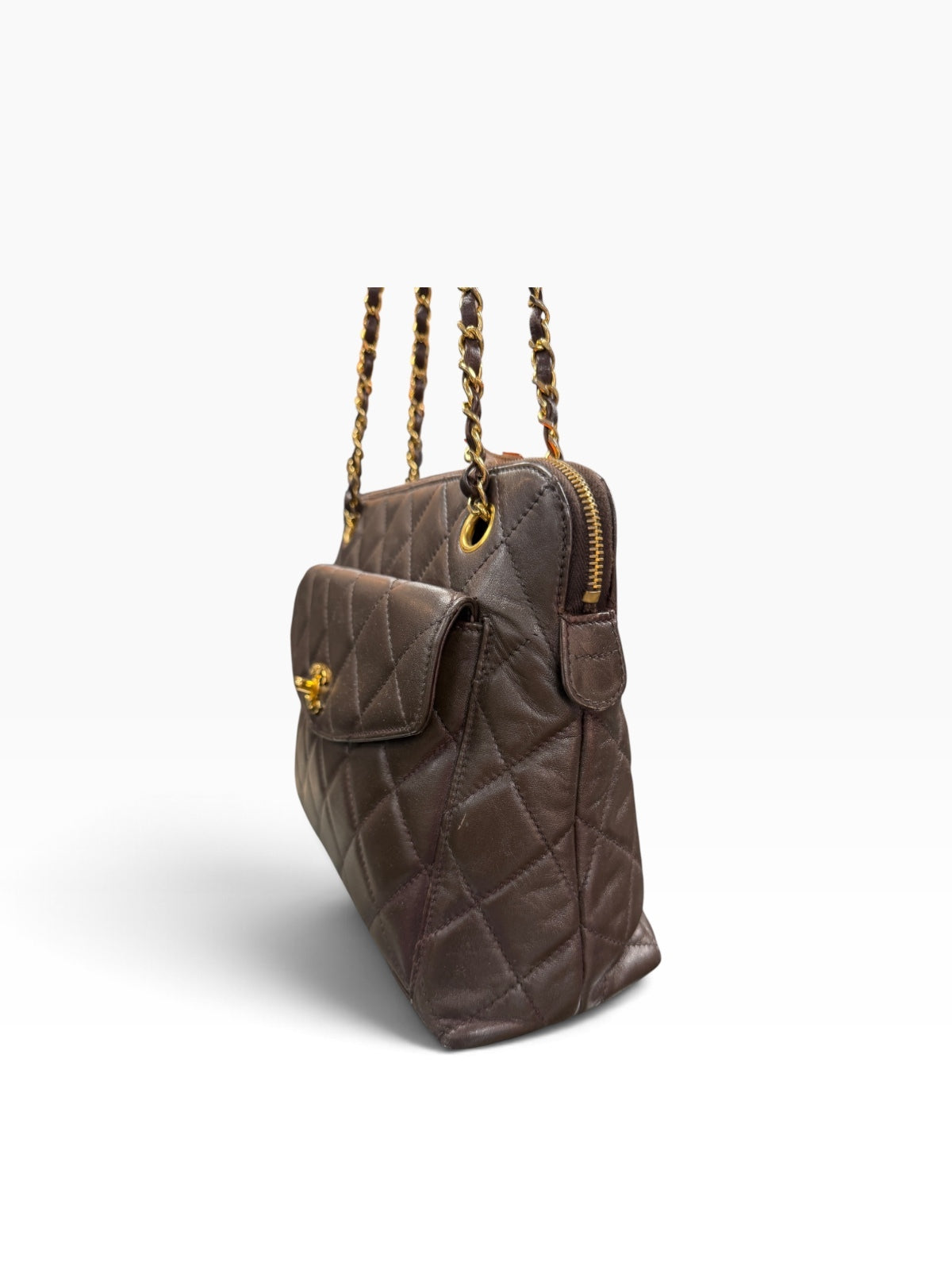 Chanel brown leather shoulder bag