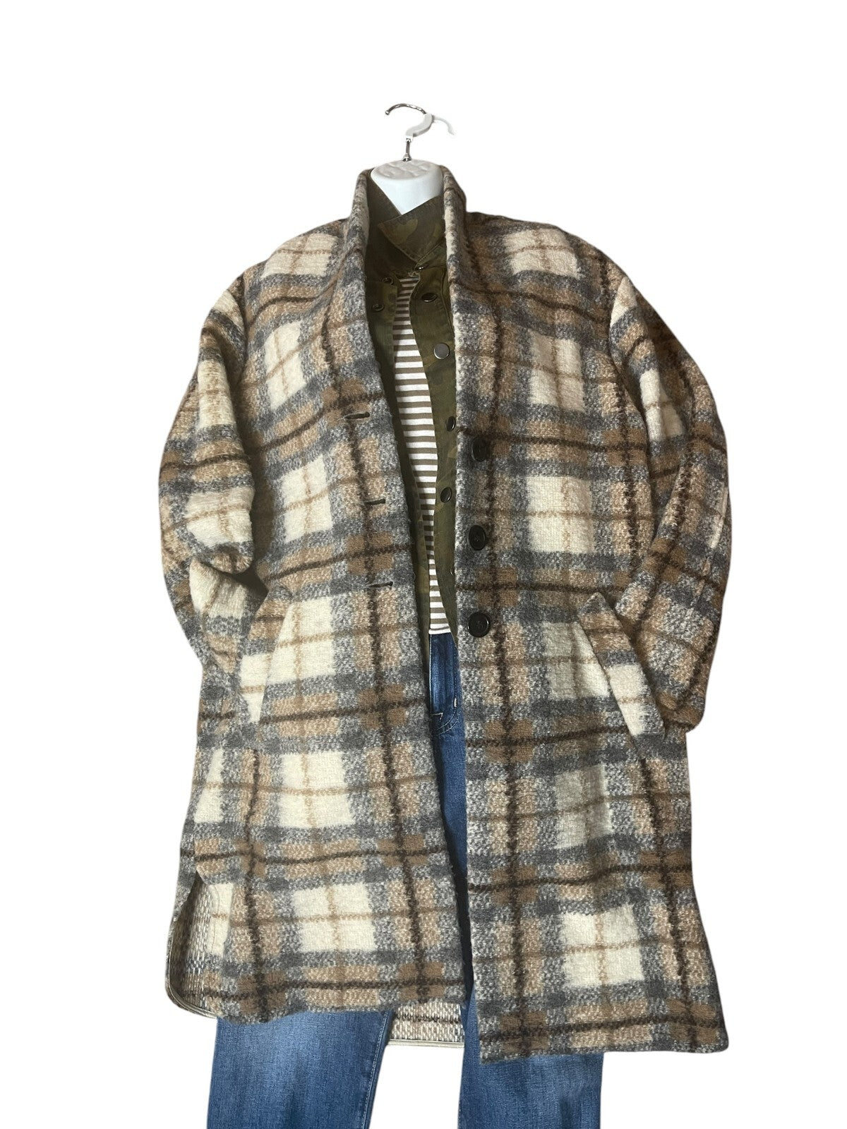 Isabel Marant Étoile Gabriel Plaid Wool Blend Coat