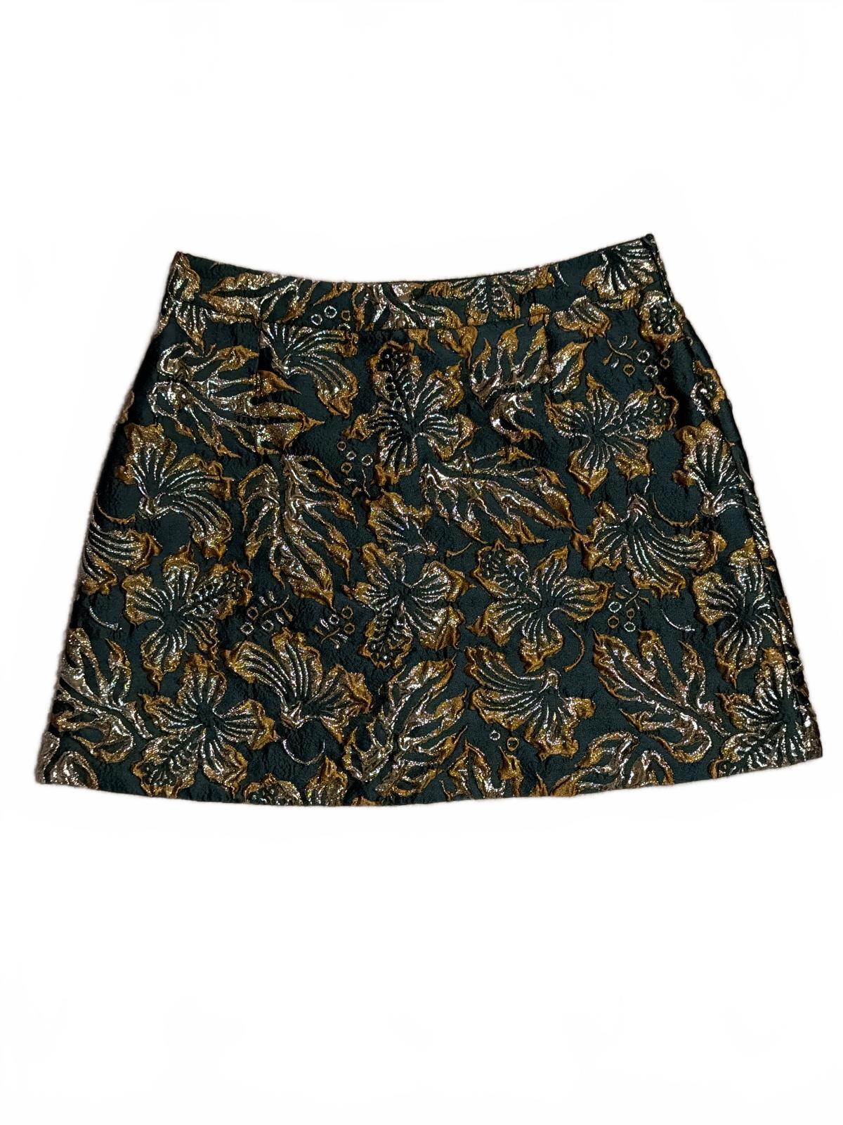 Prada Gold & Green Brocade mini skirt