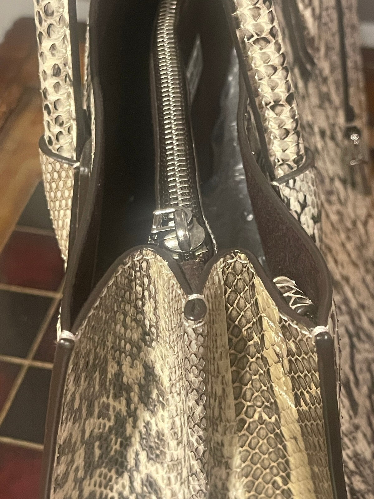 Michael Kors Mercer Large Snakeskin Tote w/ Crossbody Strap