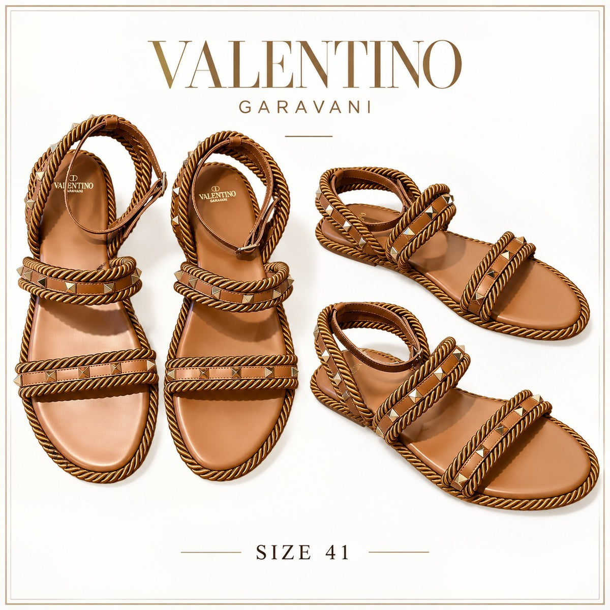 Valentino Rock Stud braided Sandals