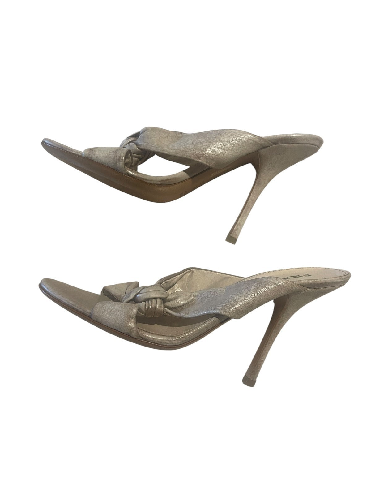 Prada Gray Leather Heels Sandals - 39.5