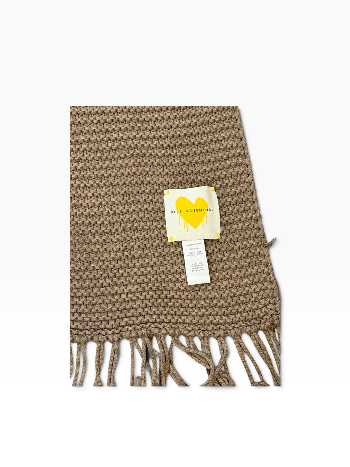 Kerri Rosenthal Cotton Cashmere Blend Knit Scarf with Fringe