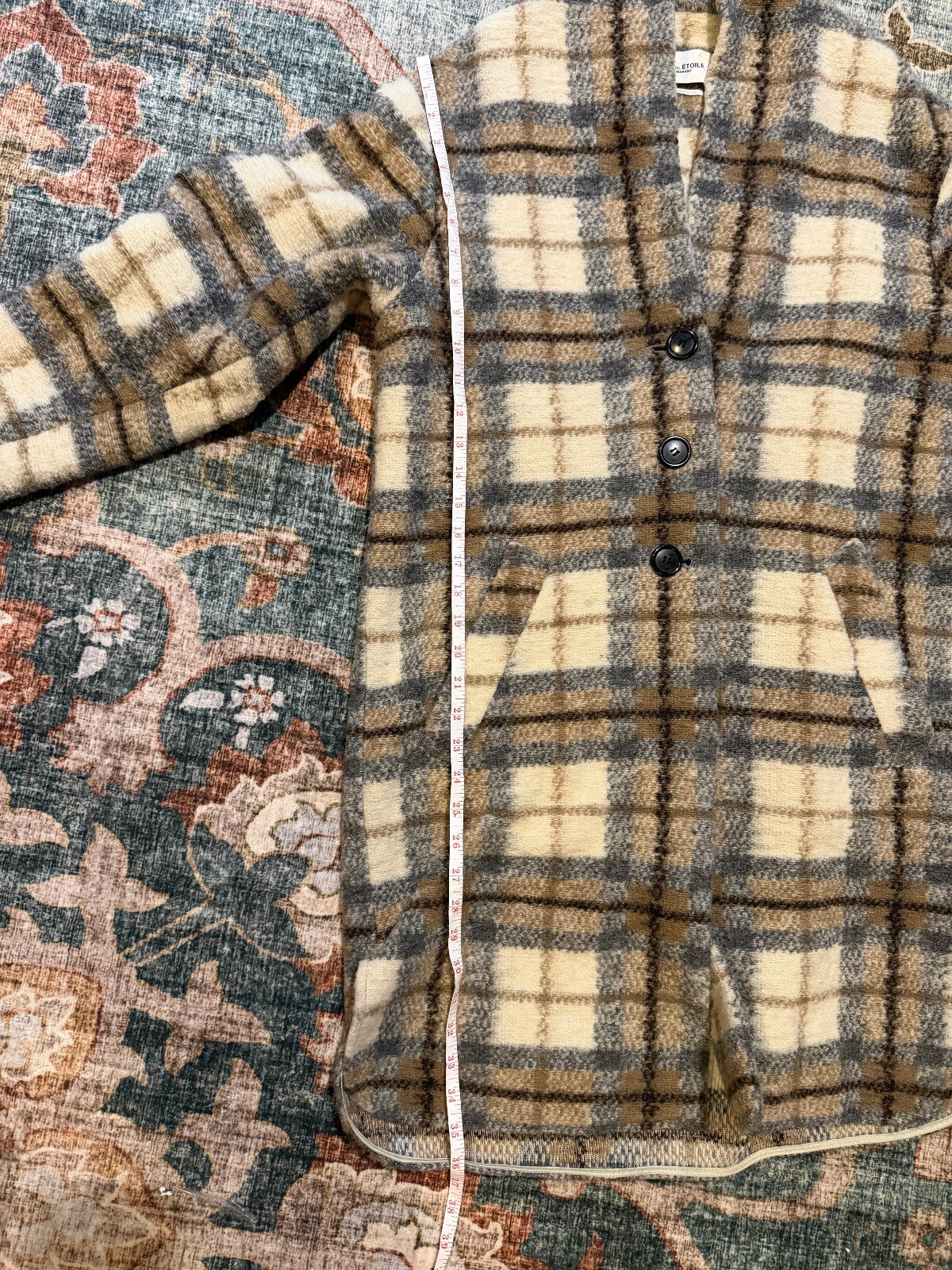 Oversized Isabel Marant Étoile Gabriel Plaid Wool Blend Coat