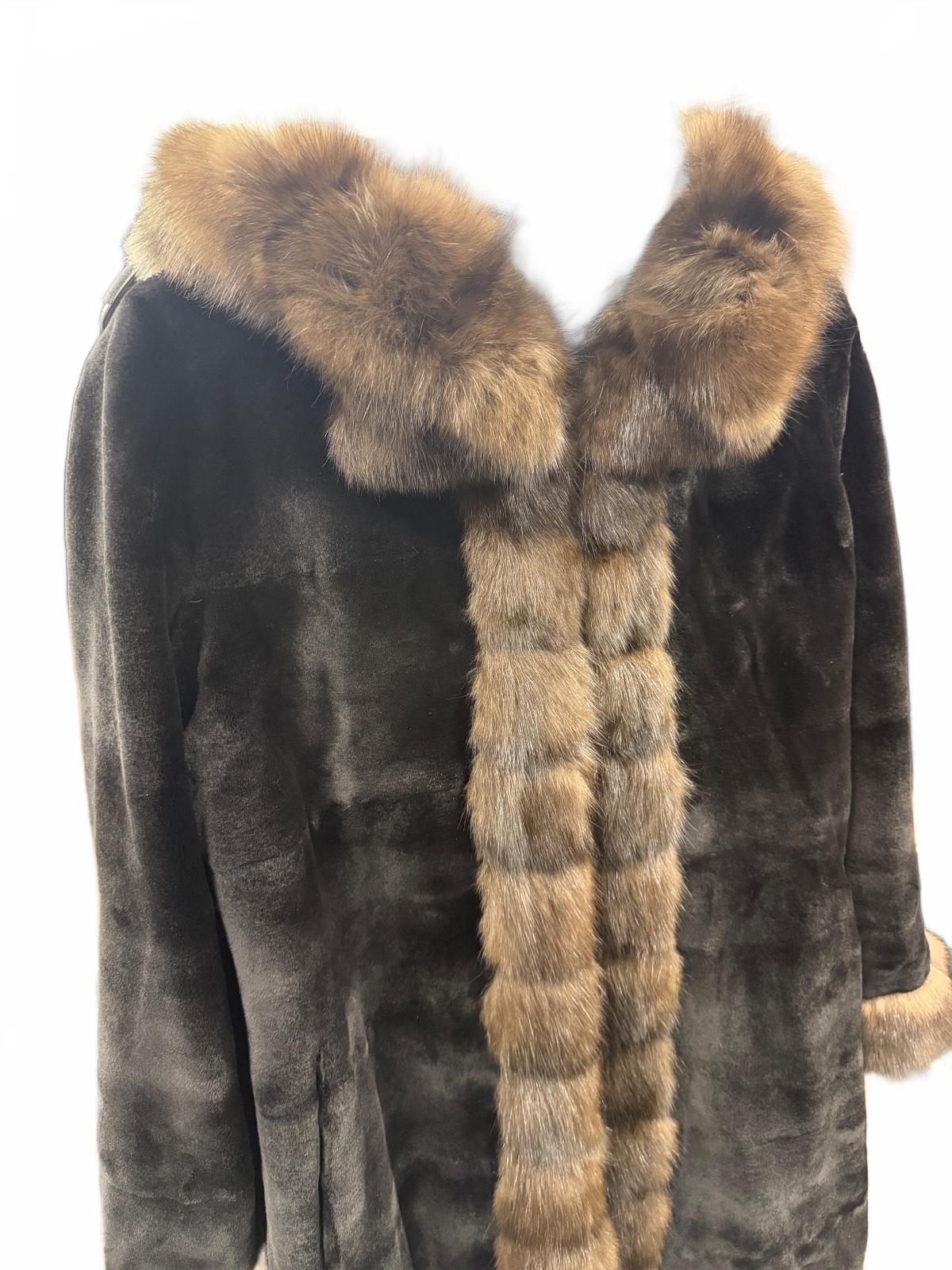 Luxury Reversible Fur Coat with Genuine Russian SOBOL Sable Trim
