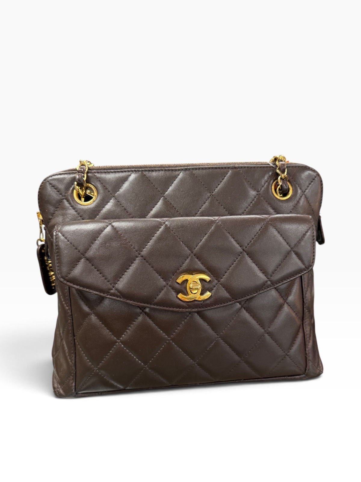 Chanel brown leather shoulder bag
