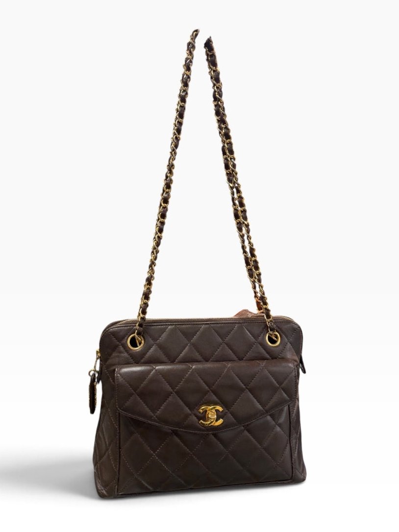 Chanel brown leather shoulder bag