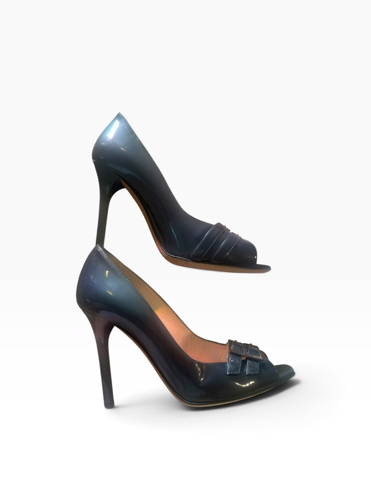 Jimmy Choo double buckle patent Peep Toe Heels - Size 36.5
