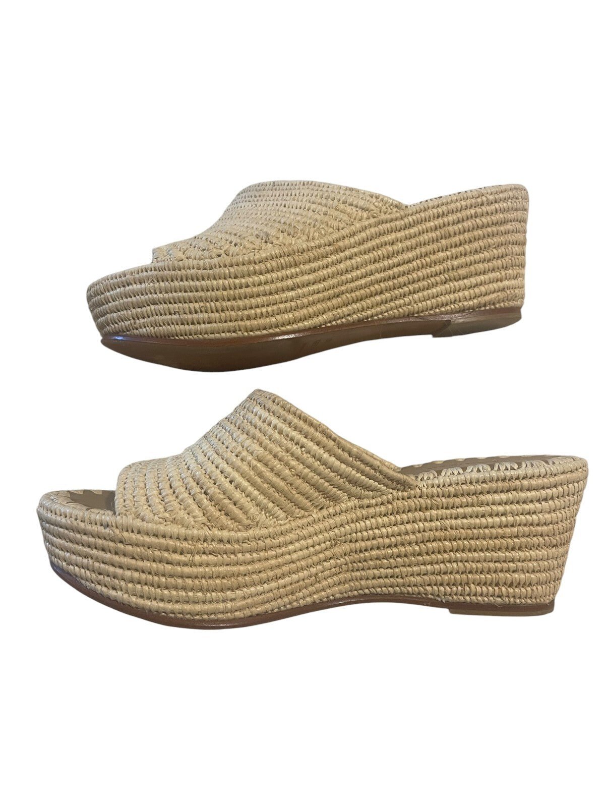 Carrie Forbes Karim Woven Raffia Wedge Slide Sandals - size 10