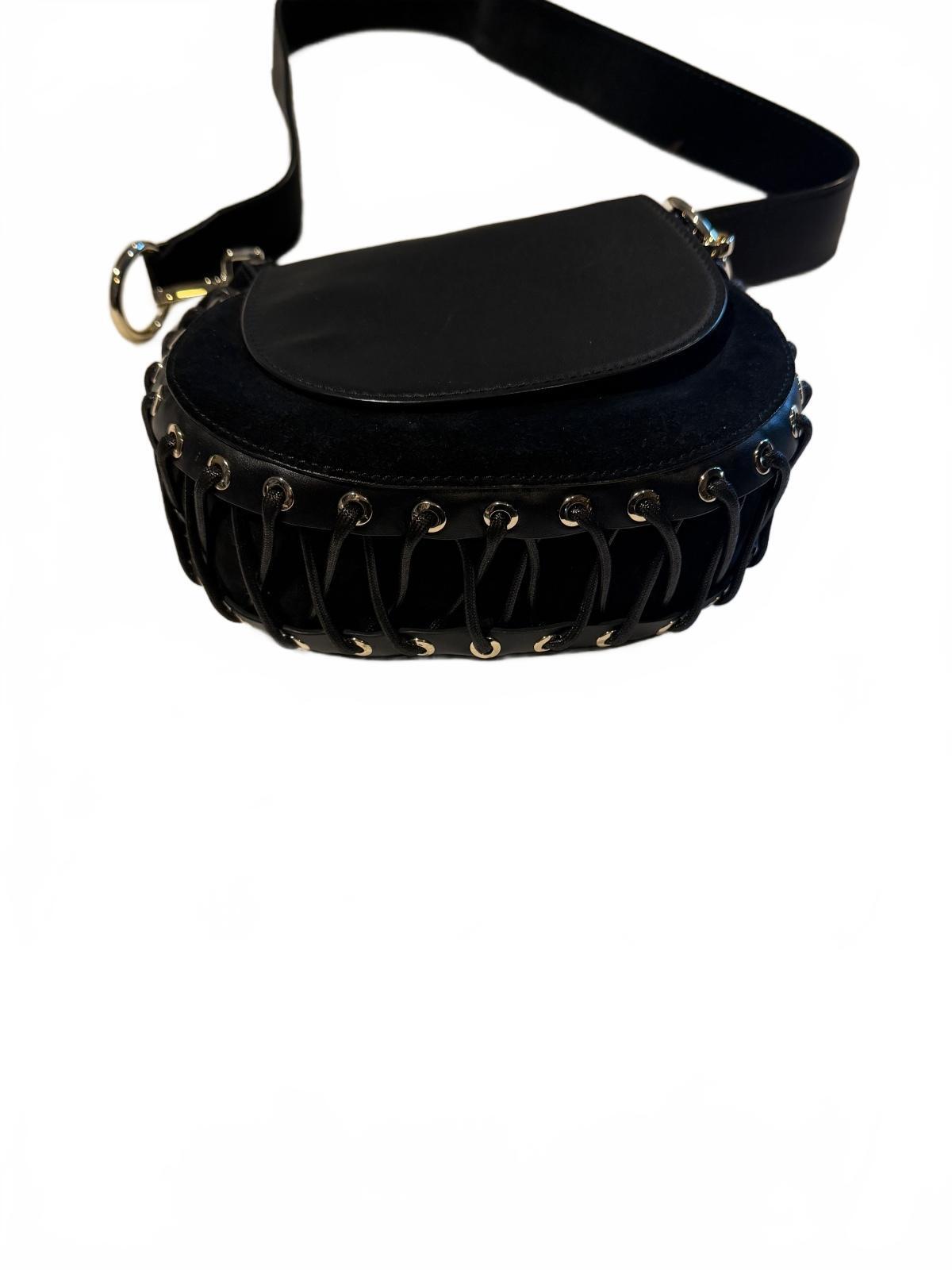 Maje Leather & Suede Lace-up Shoulder Bag