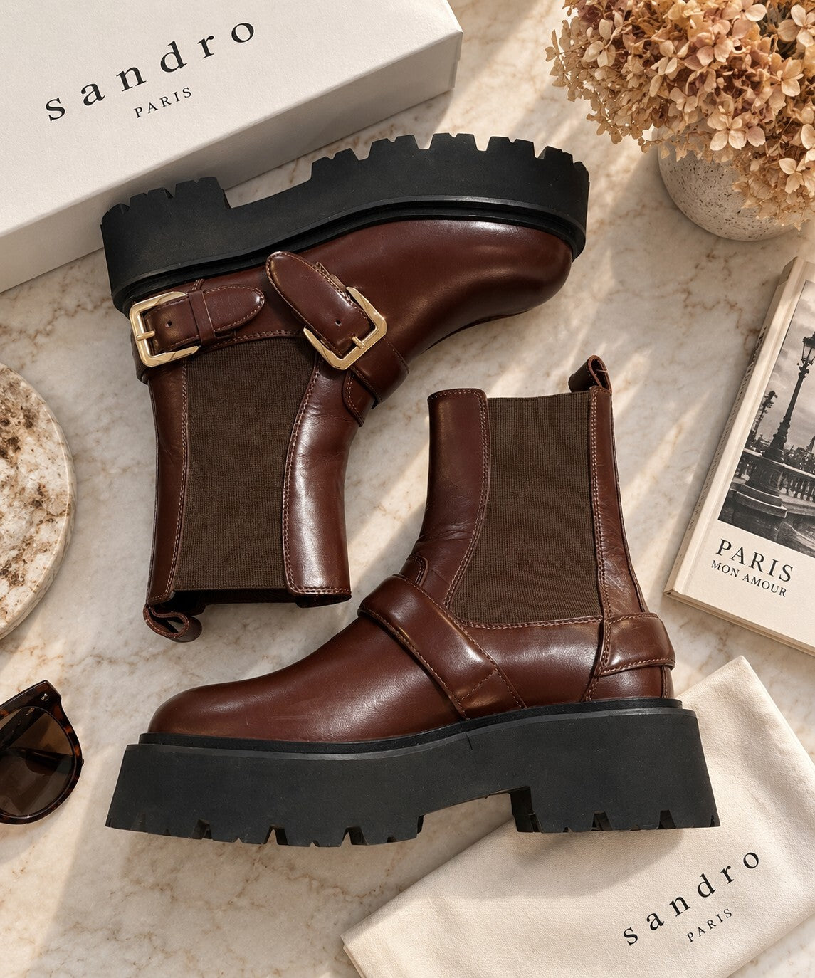 NWOB Sandro buckled Chelsea Boots- size 36