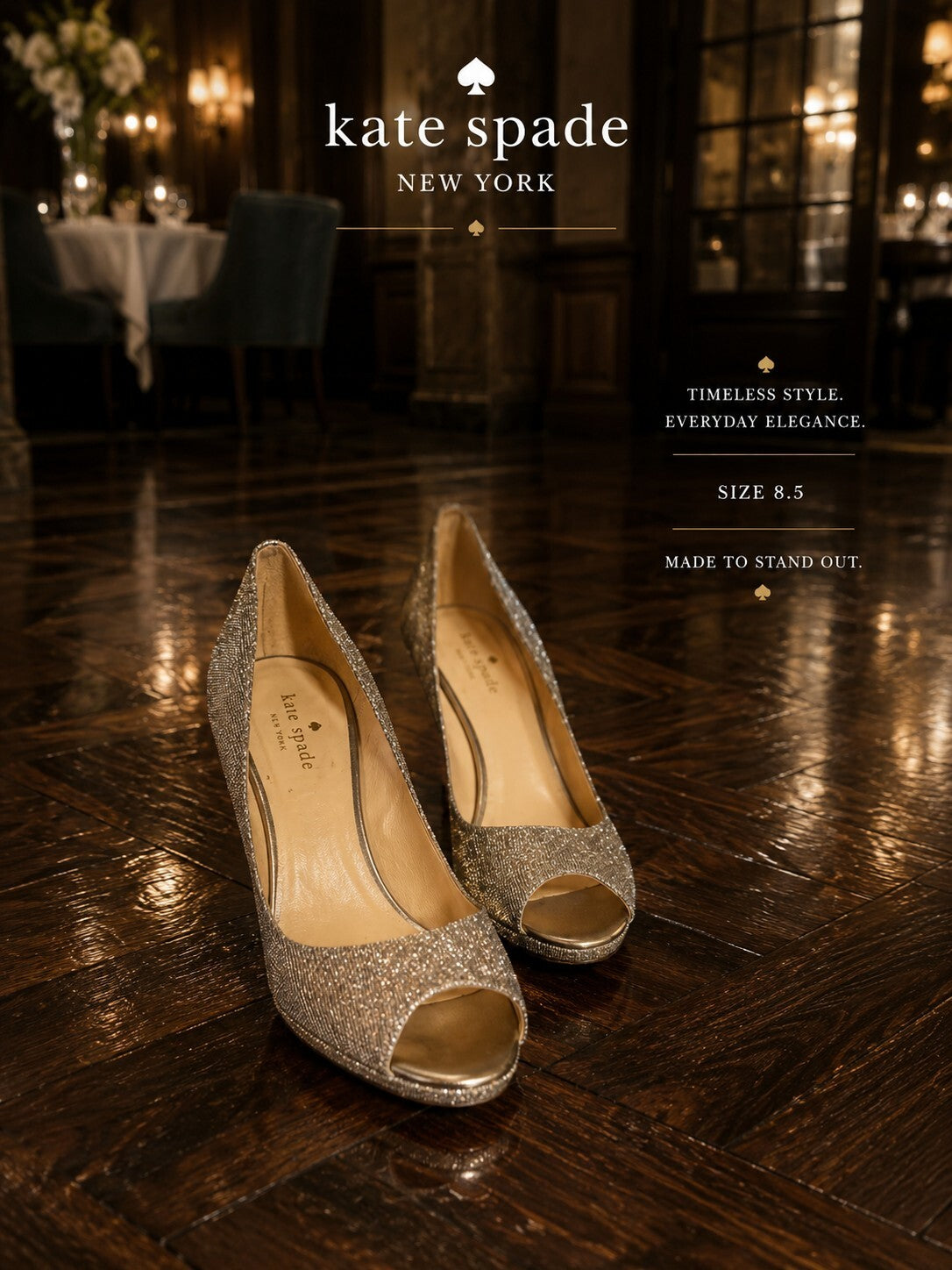 Kate Spade Shiny Peep Toe Heels - size 8.5