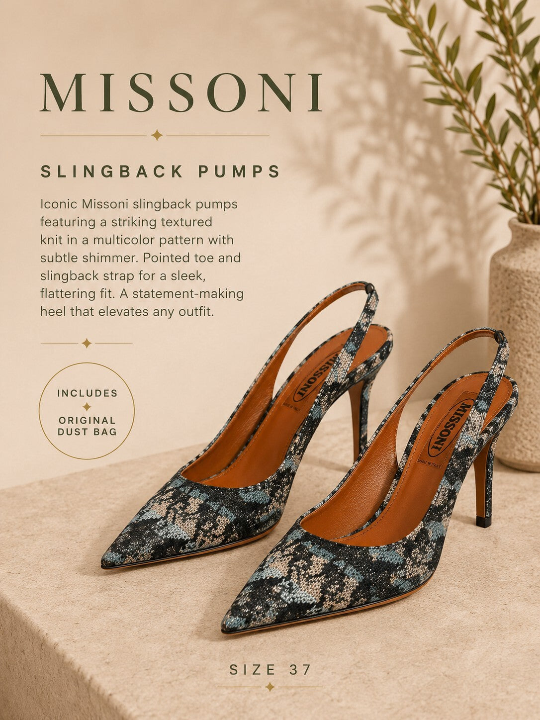 Missoni Fabric Slingback - Size 37.5