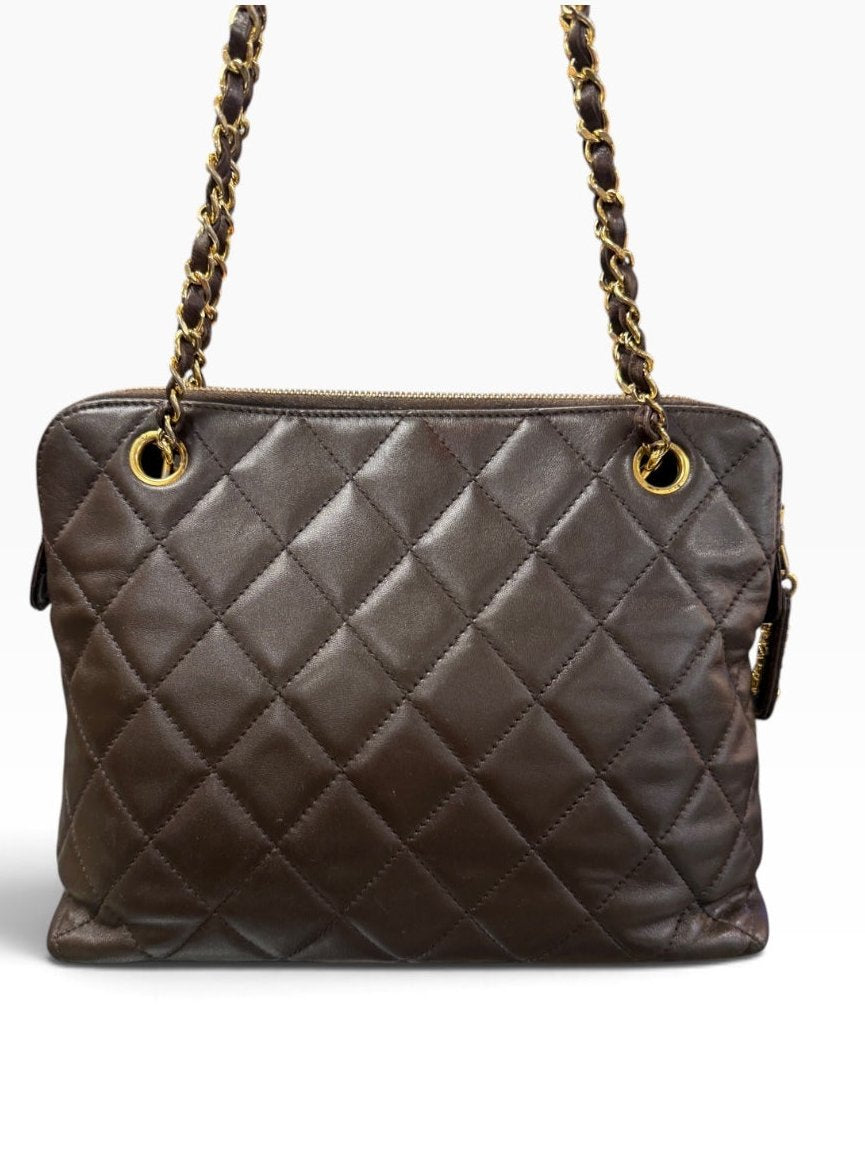 Chanel brown leather shoulder bag