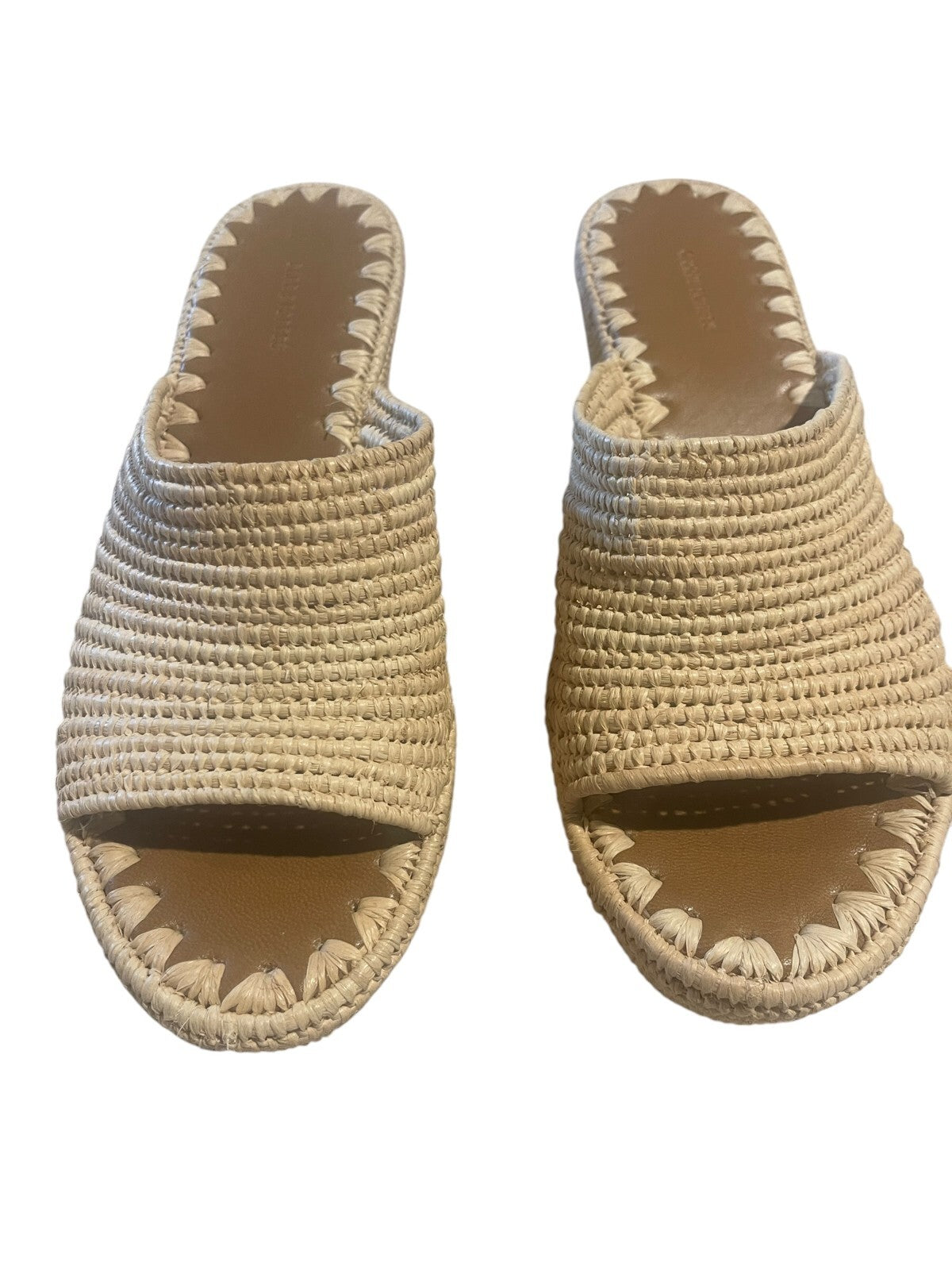 Carrie Forbes Karim Woven Raffia Wedge Slide Sandals - size 10