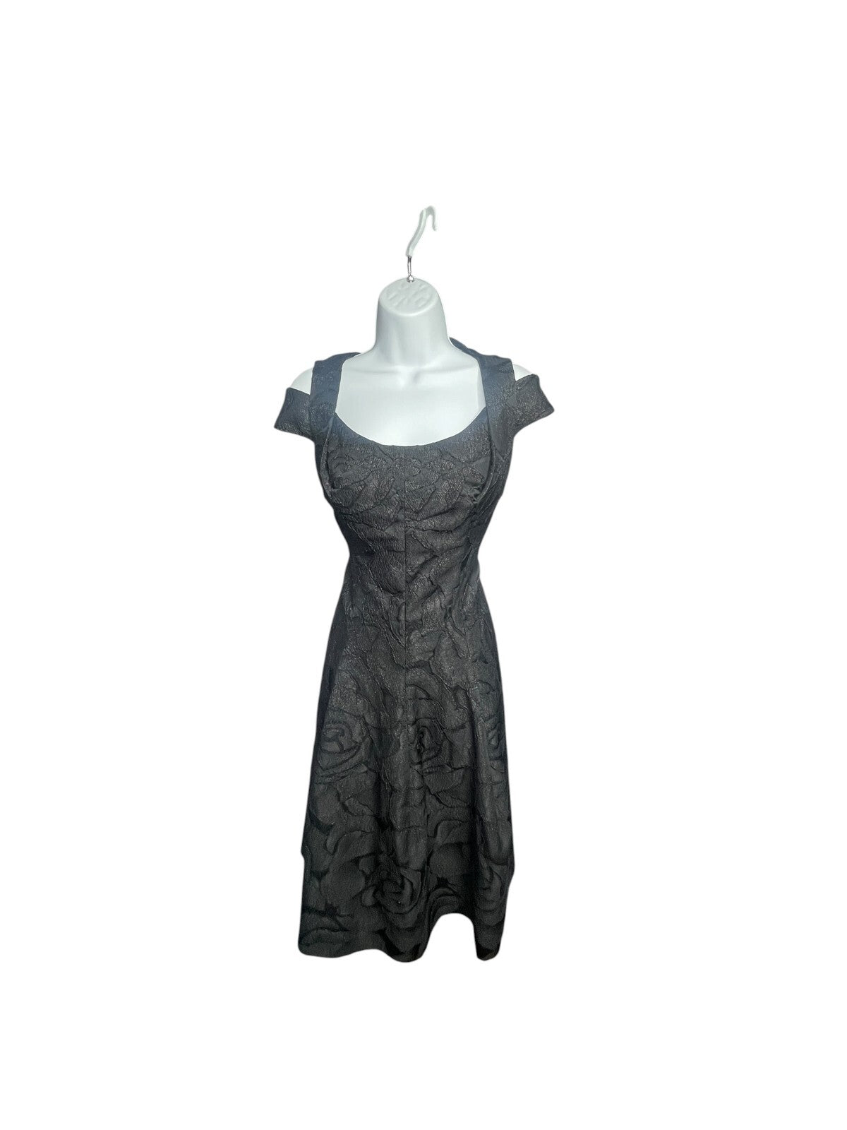Talbot Runhof Black Jacquard Fit & Flare Cocktail Dress