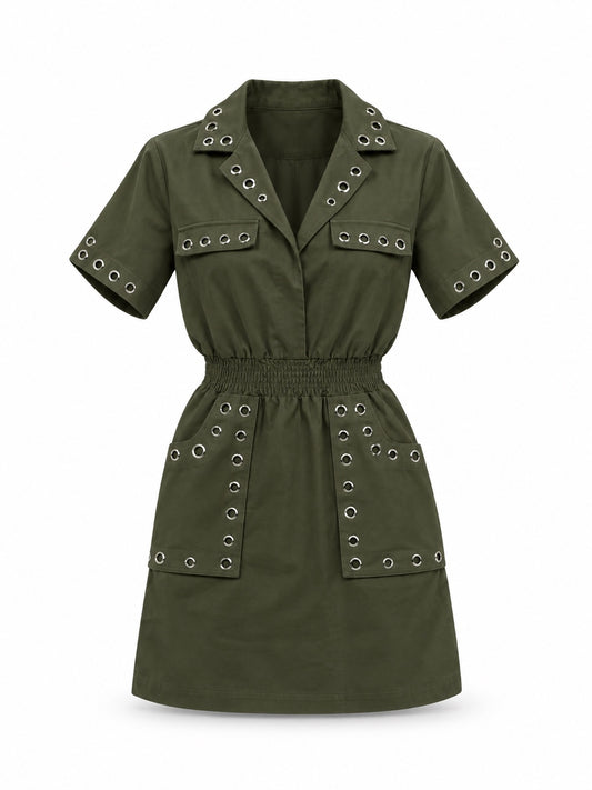 Maje Ramil Eyelet-Embellished Cotton-Gabardine Mini Dress