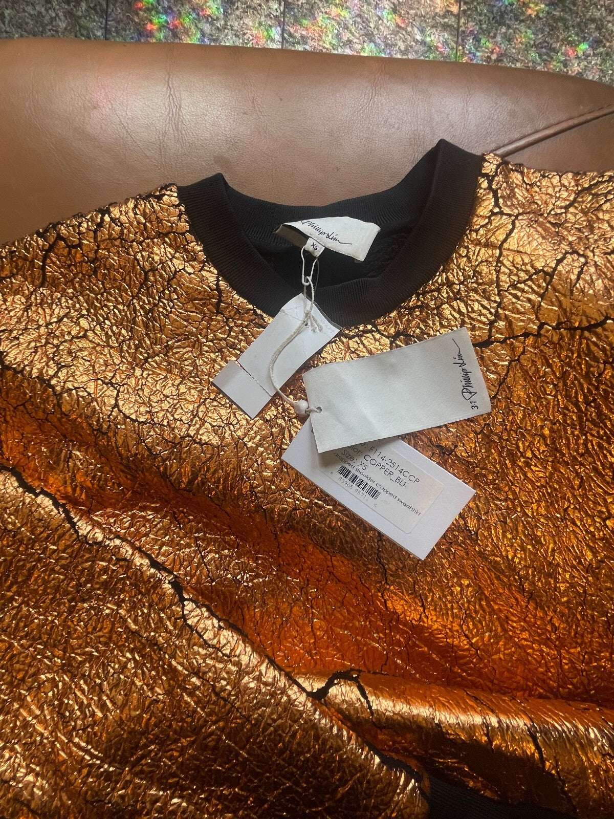 NWT 3.1 Phillip Lim Metallic Crewneck Top