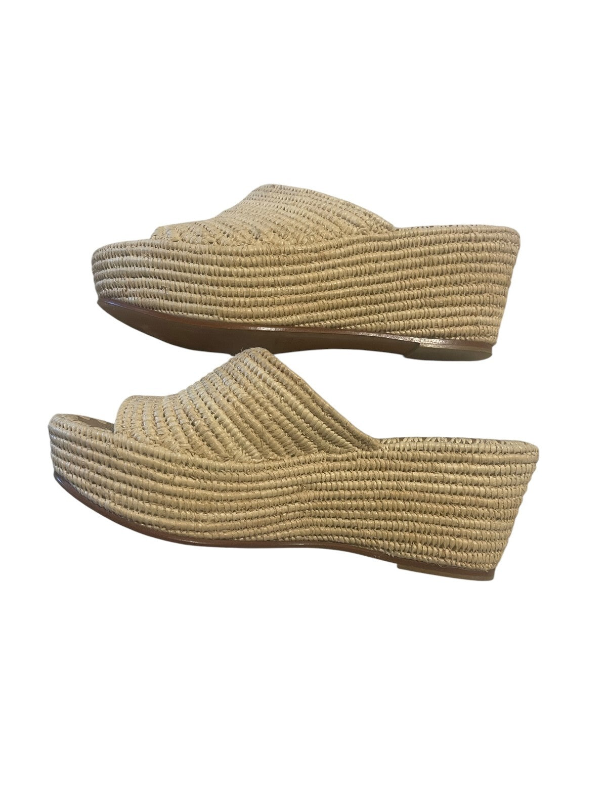 Carrie Forbes Karim Woven Raffia Wedge Slide Sandals - size 10
