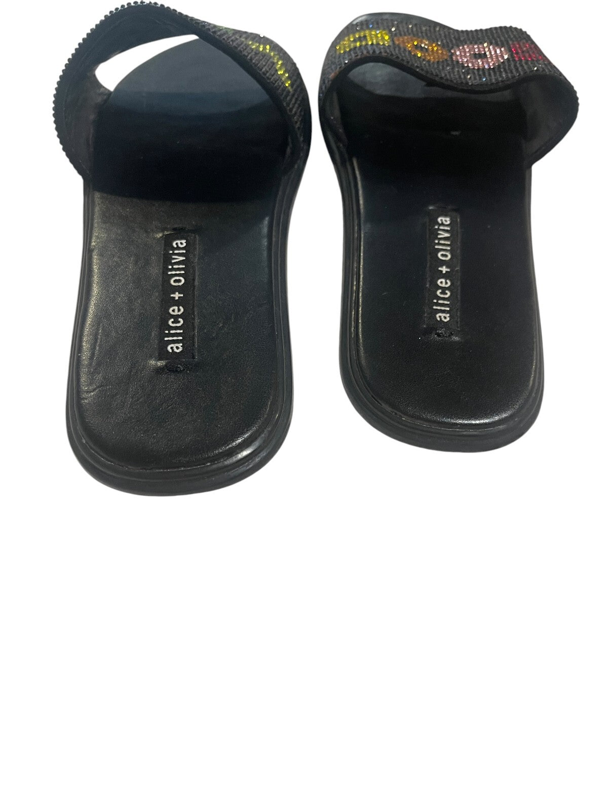 Alice & Olivia Tatumn "Good Vibes" Slide Crystal Sandals