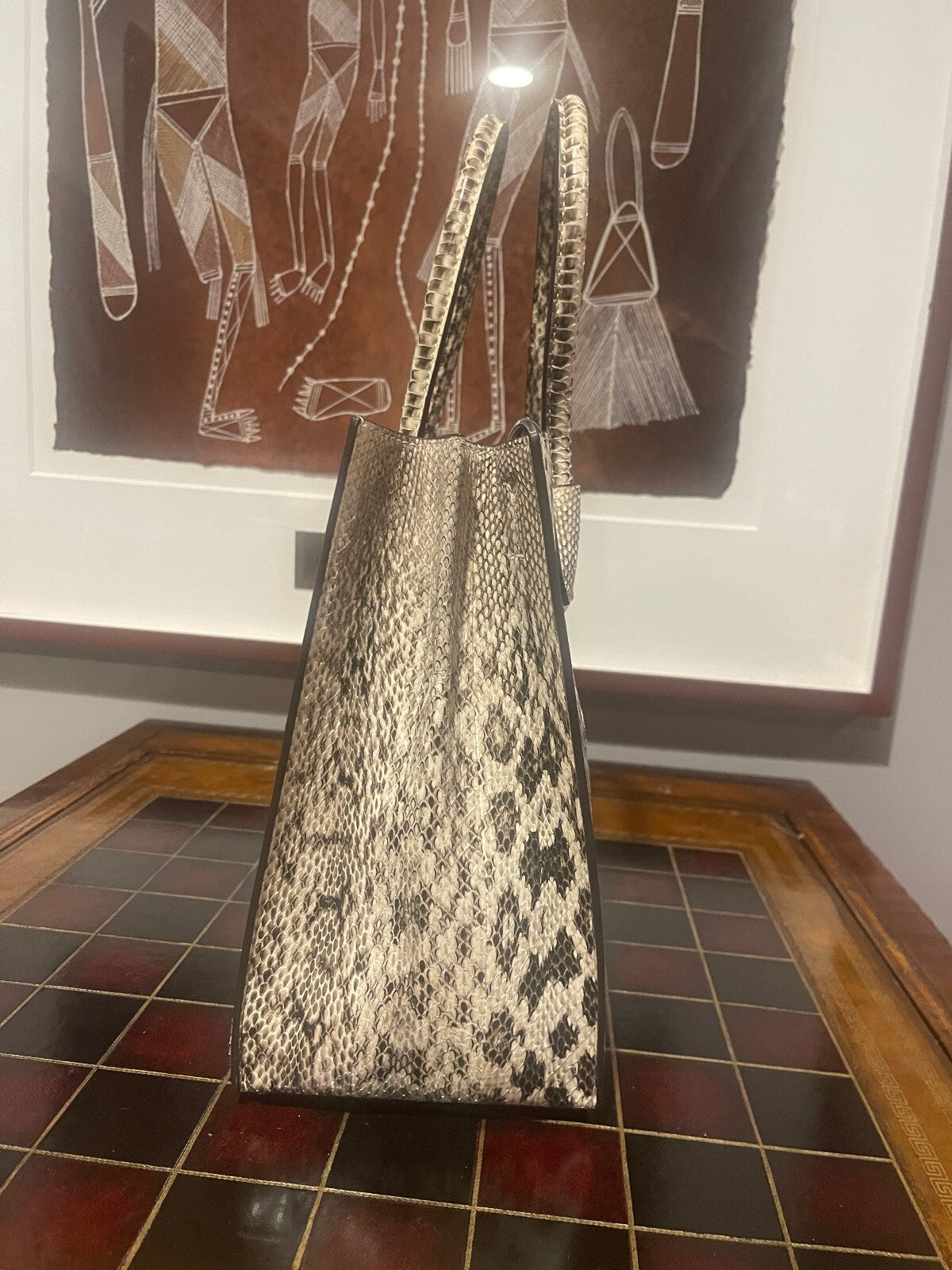 Michael Kors Mercer Large Snakeskin Tote w/ Crossbody Strap