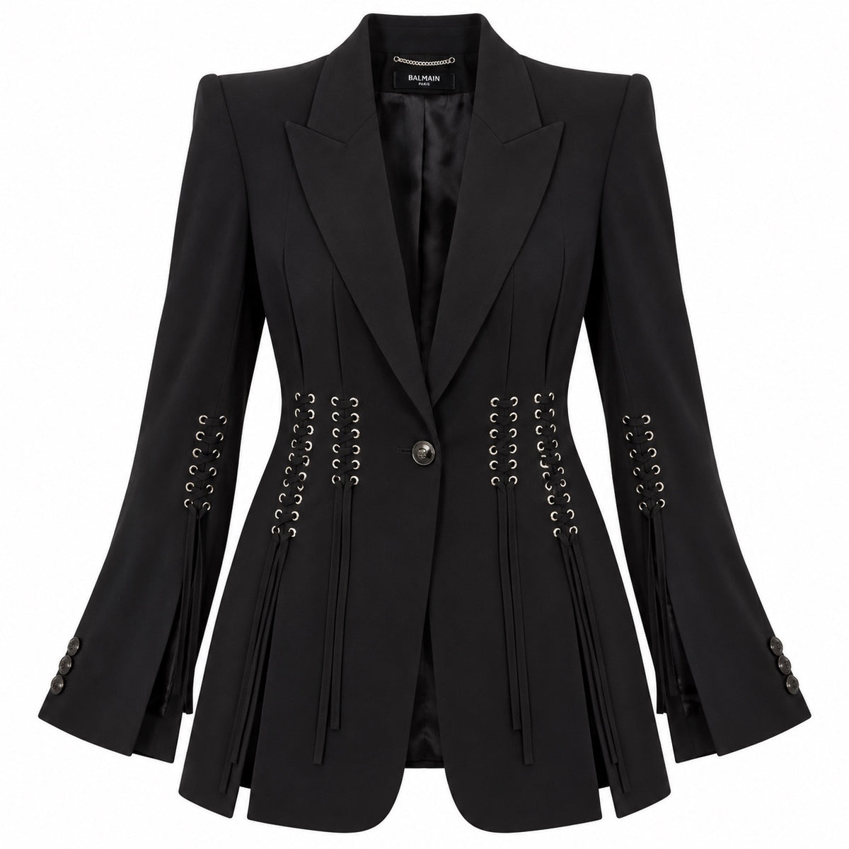 Alexander McQueen Black Lace-Up Corset Blazer