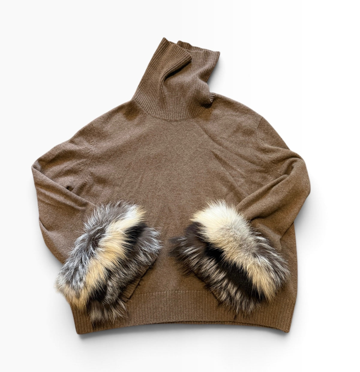 Lafayette 148 cashmere w/Fox Fur Trim Sweater