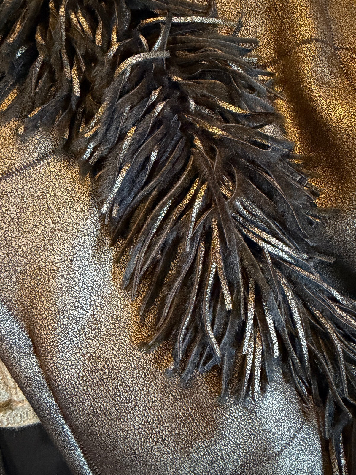 Rare*  Vintage Christia for Neiman Marcus Metallic Leather Fringe Jacket