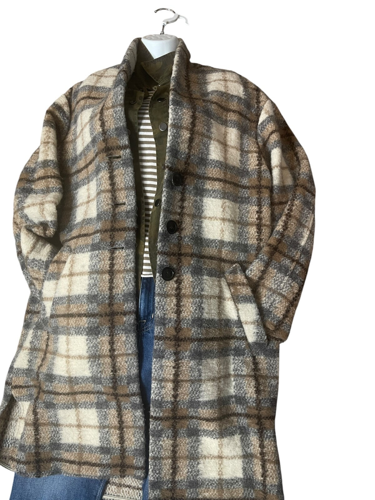Isabel Marant Étoile Gabriel Plaid Wool Blend Coat
