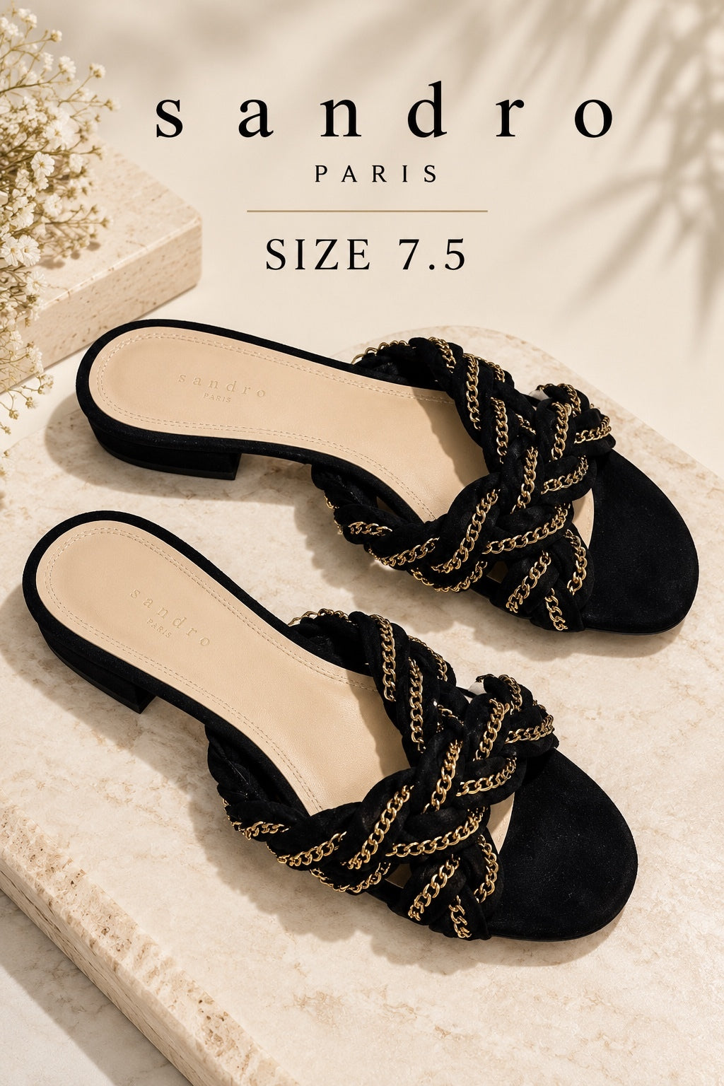Sandro Black & Gold Sandals