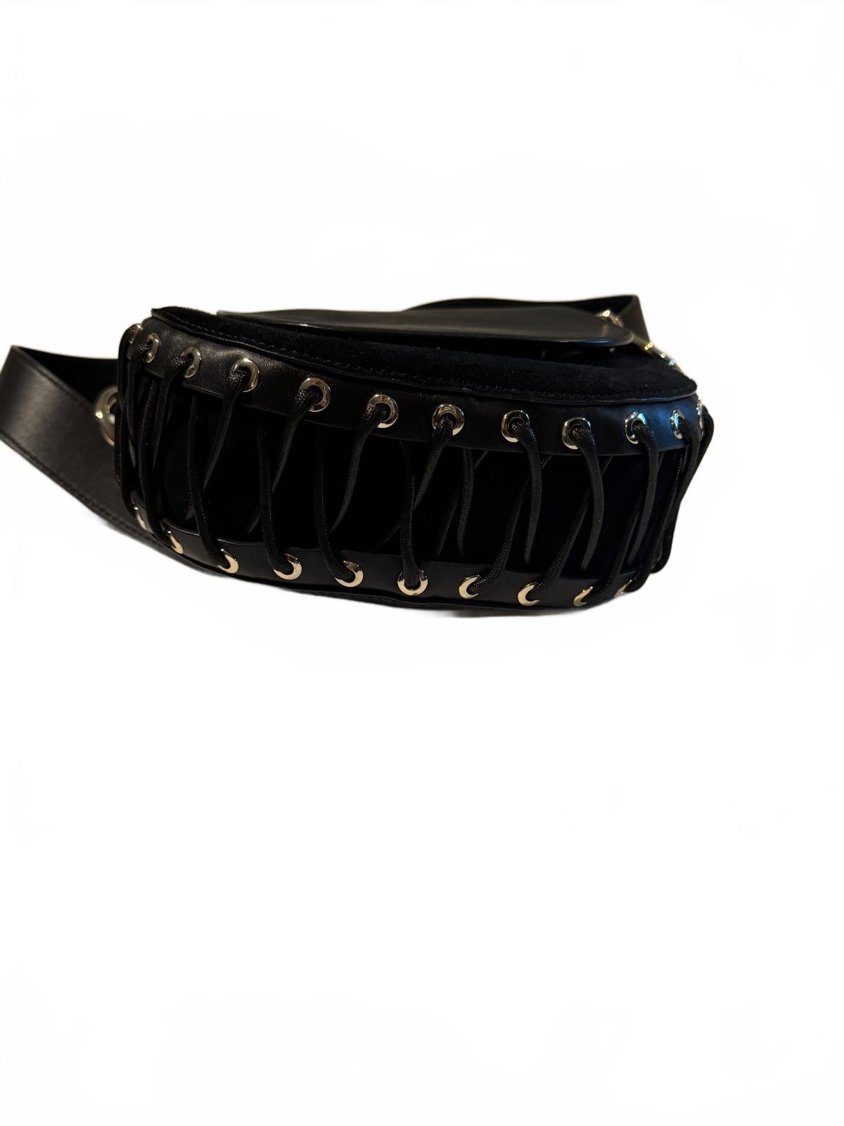 Maje Leather & Suede Lace-up Shoulder Bag