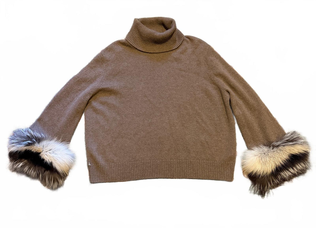 Lafayette 148 cashmere w/Fox Fur Trim Sweater