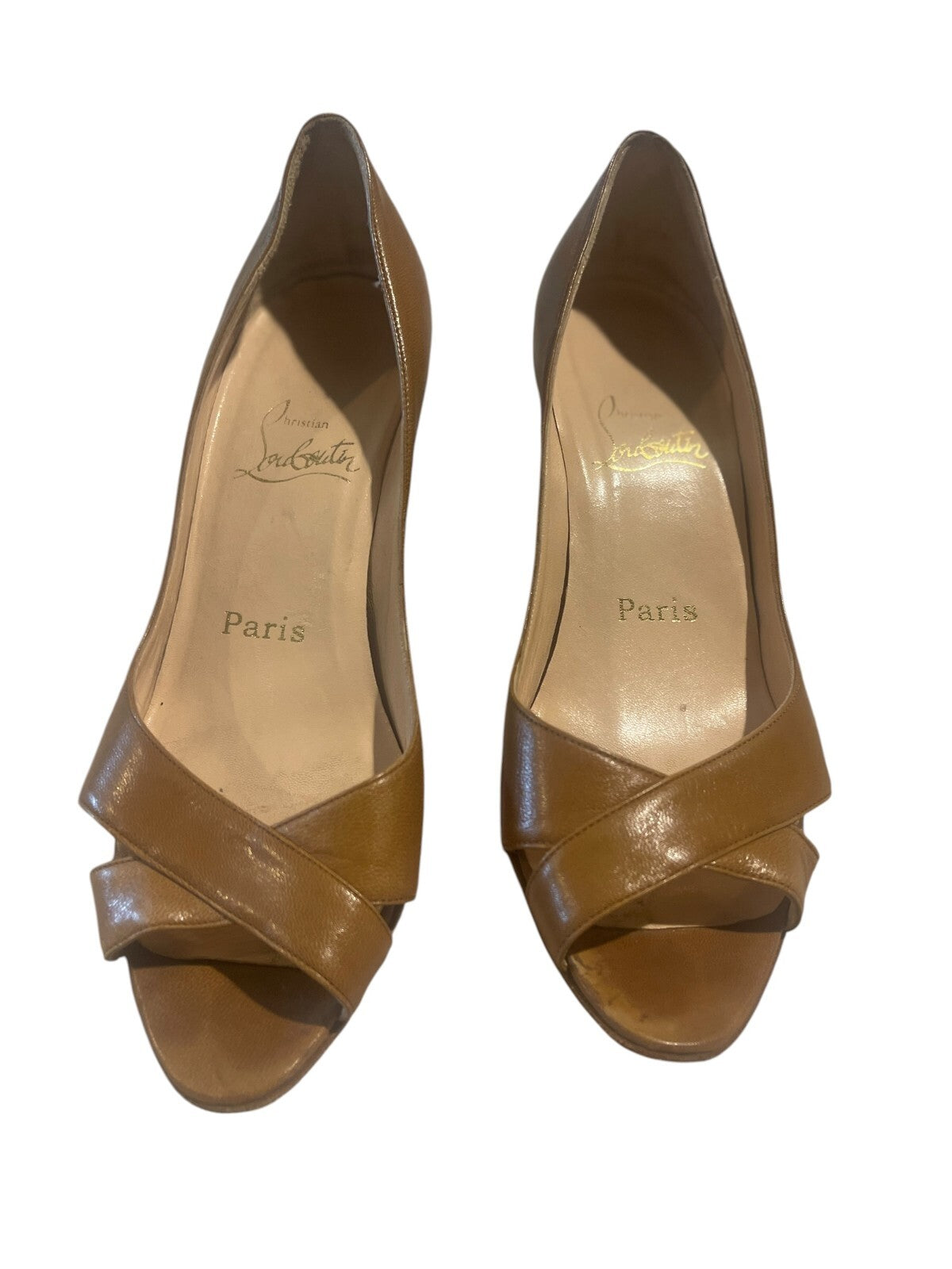 Christian Louboutin peep toe wedge - size 37