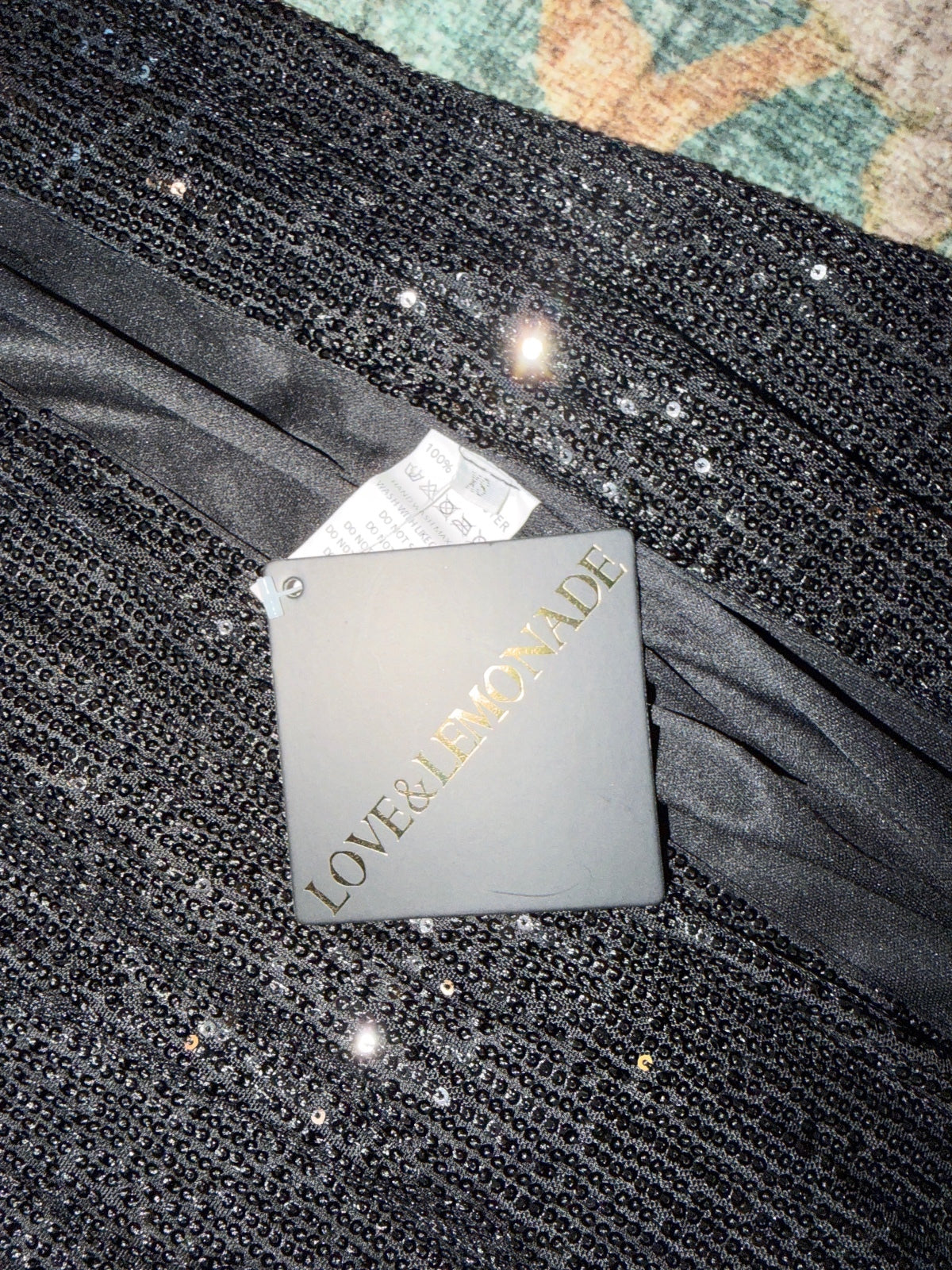 NWT Love & Lemonade Sequin High Slit Skirt