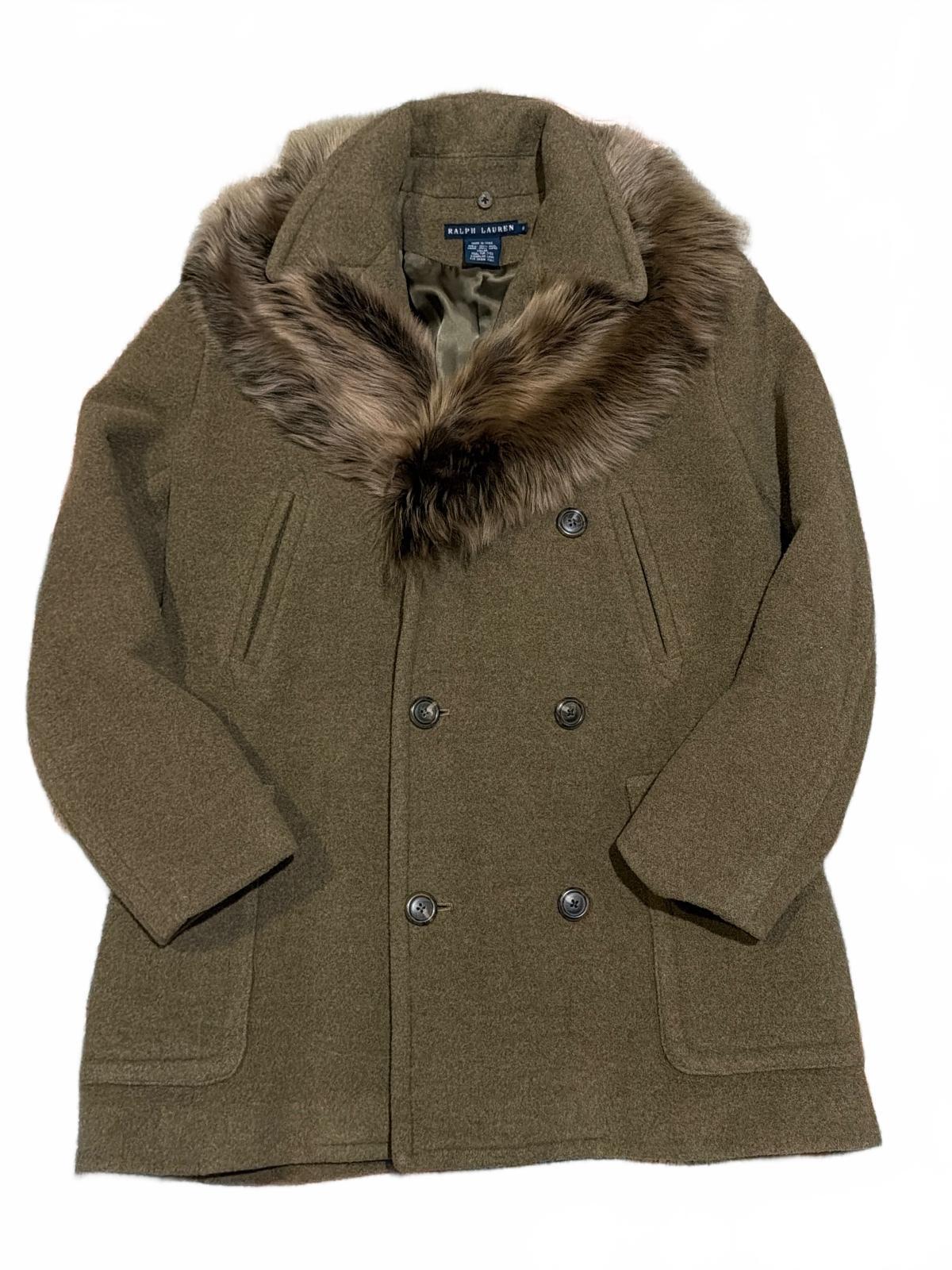 Ralph Lauren wool Coat w/ Detachable Real Fur Collar