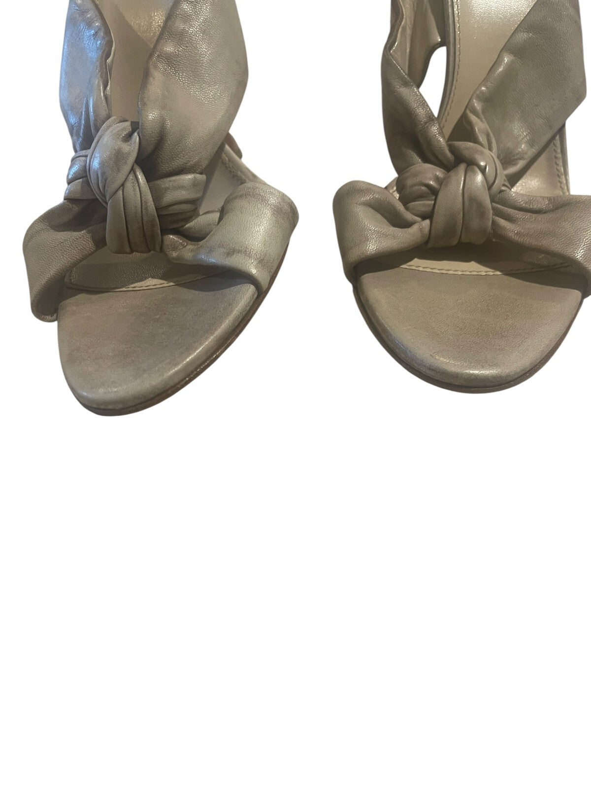 Prada Gray Leather Heels Sandals - 39.5