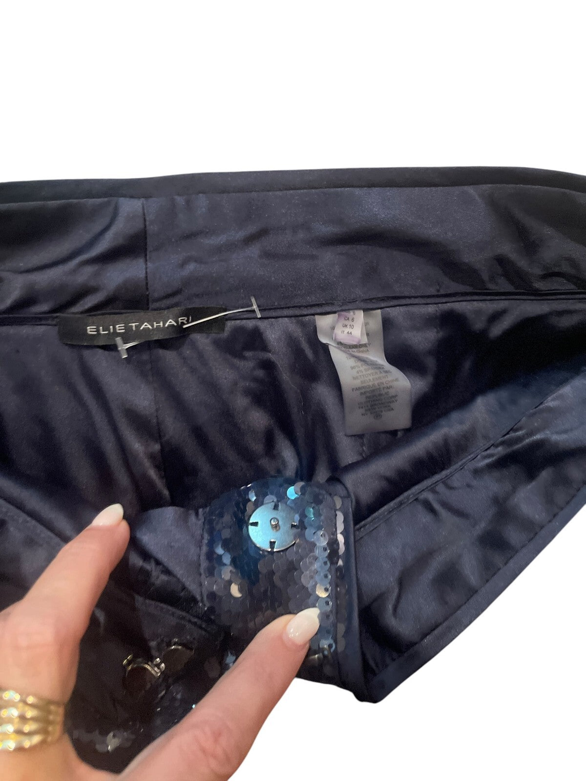 Elie Tahari "Holly" Sequined Wide-Leg Pants