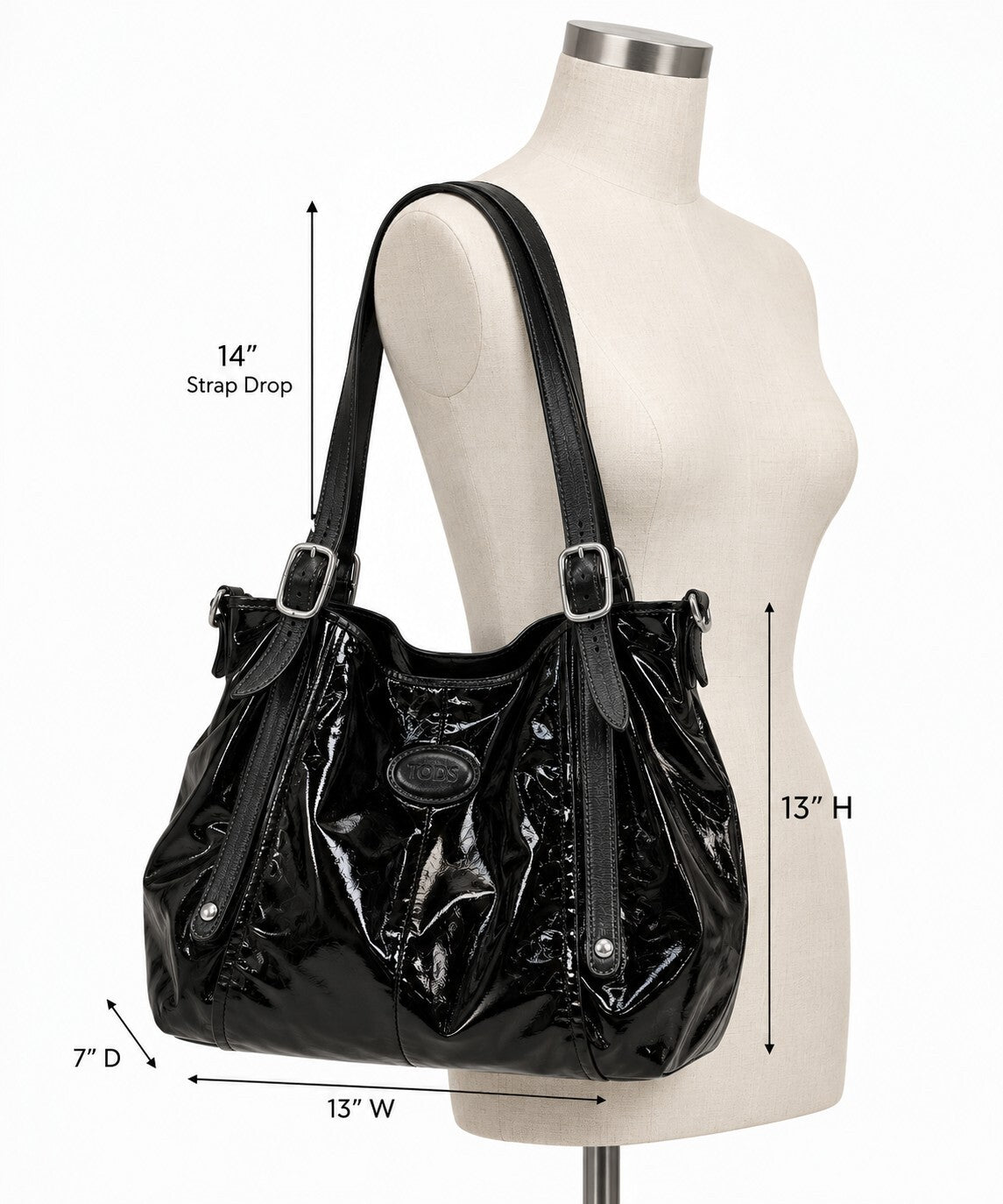 Tod's Black Glazed Coated Canvas Sacca Tote