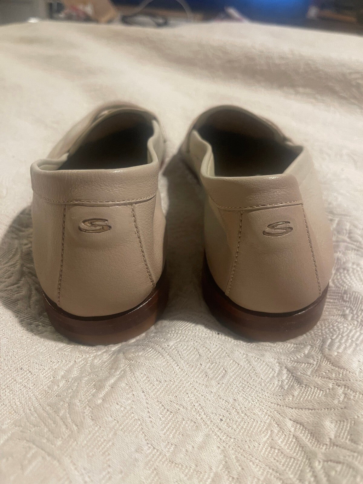 Santoni Beige Famed Leather Loafer - Size 38.5