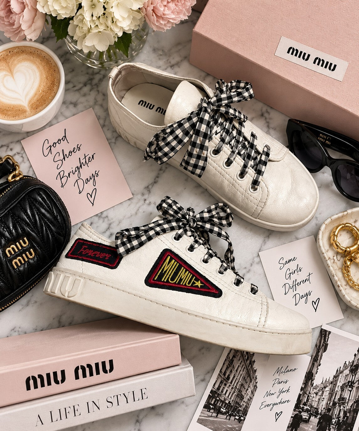Miu Miu Vichy Gingham Ribbon Sneakers