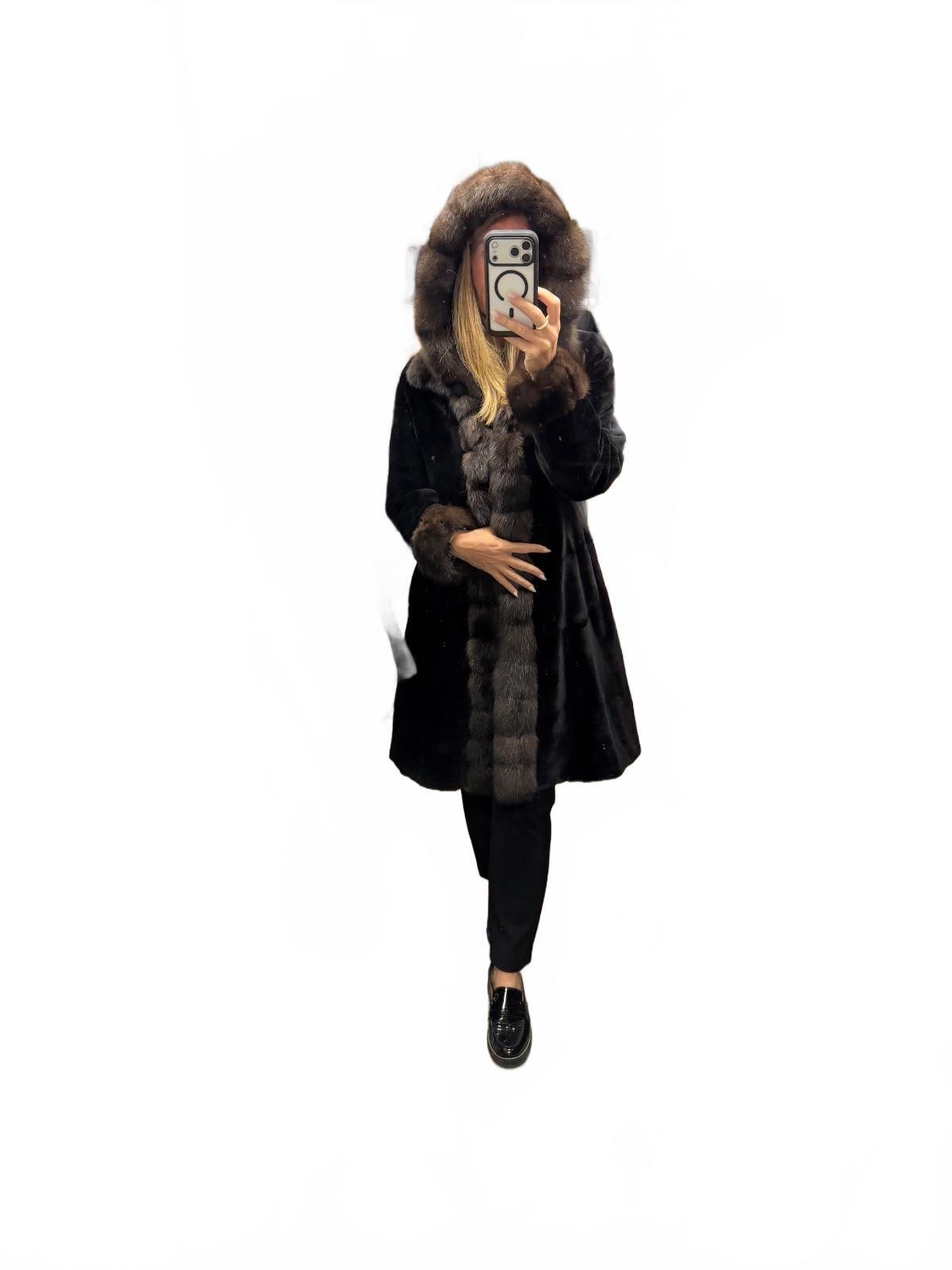 Luxury Reversible Fur Coat with Genuine Russian SOBOL Sable Trim