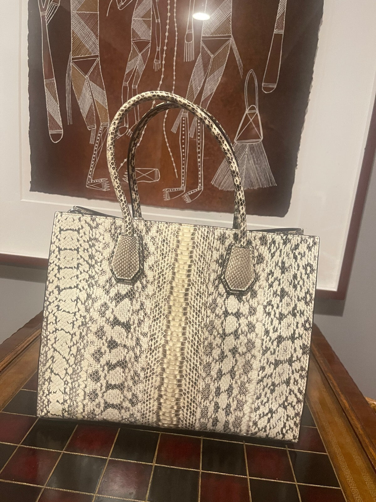 Michael Kors Mercer Large Snakeskin Tote w/ Crossbody Strap