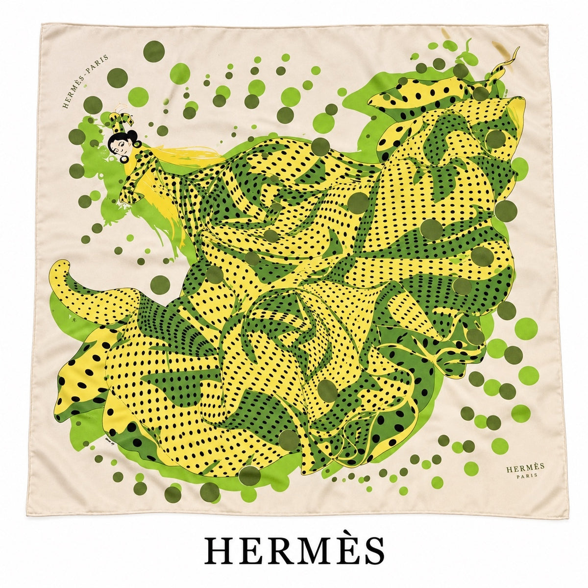 Hermes Scarf Silk Carre 90 Hola Flamenca Green