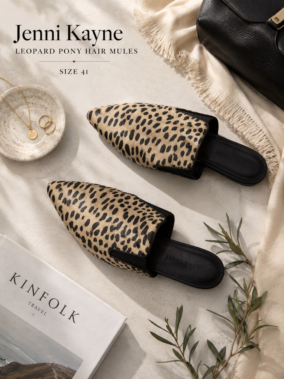 Jenni Kayne Leopard Pony Hair Mules - size 41